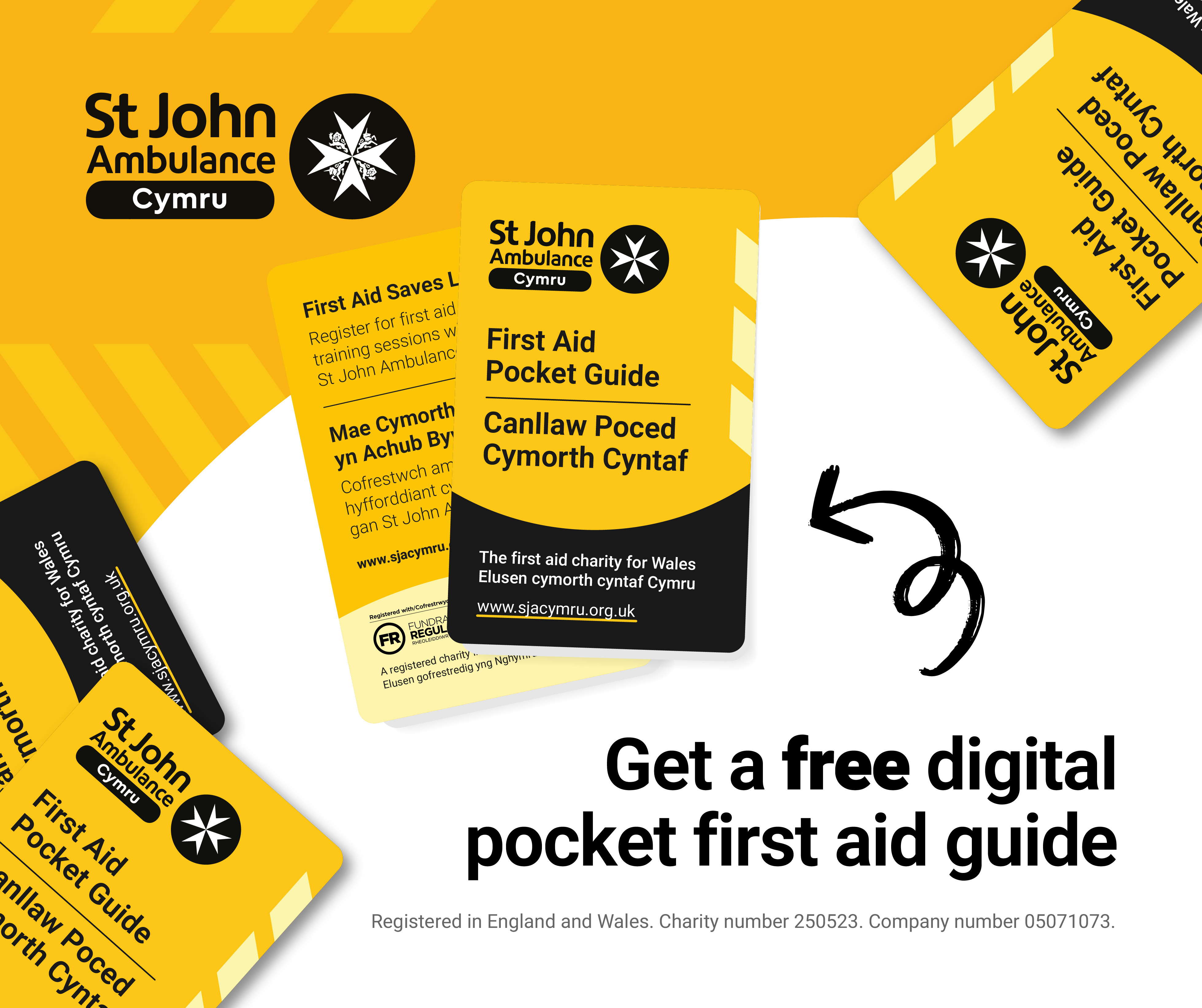 a yellow and black pocket first aid guide